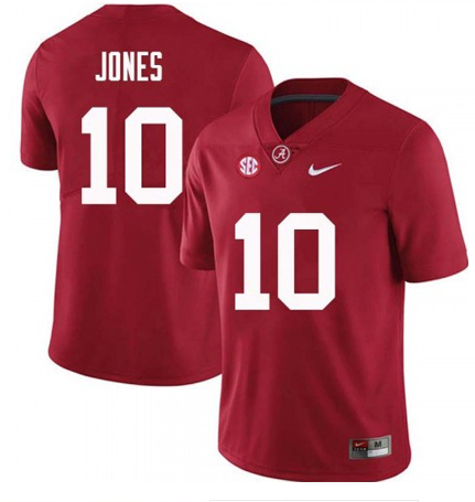 Alabama Crimson Tide #10 Mac Jones Football Jersey Red 1 Alabama Crimson Tide #10 Mac Jones Football Jersey Red