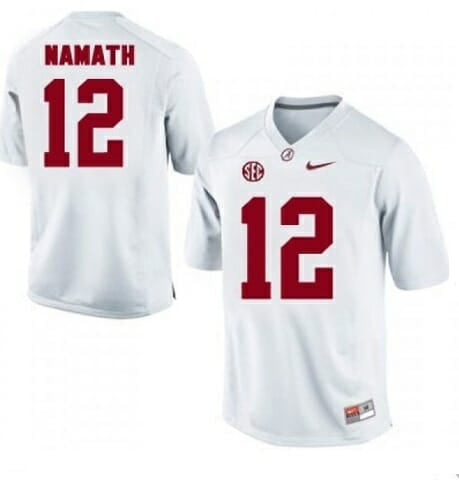 Alabama Crimson Tide #12 Joe Namath NCAA Football Jersey White 1 Alabama Crimson Tide #12 Joe Namath NCAA Football Jersey White