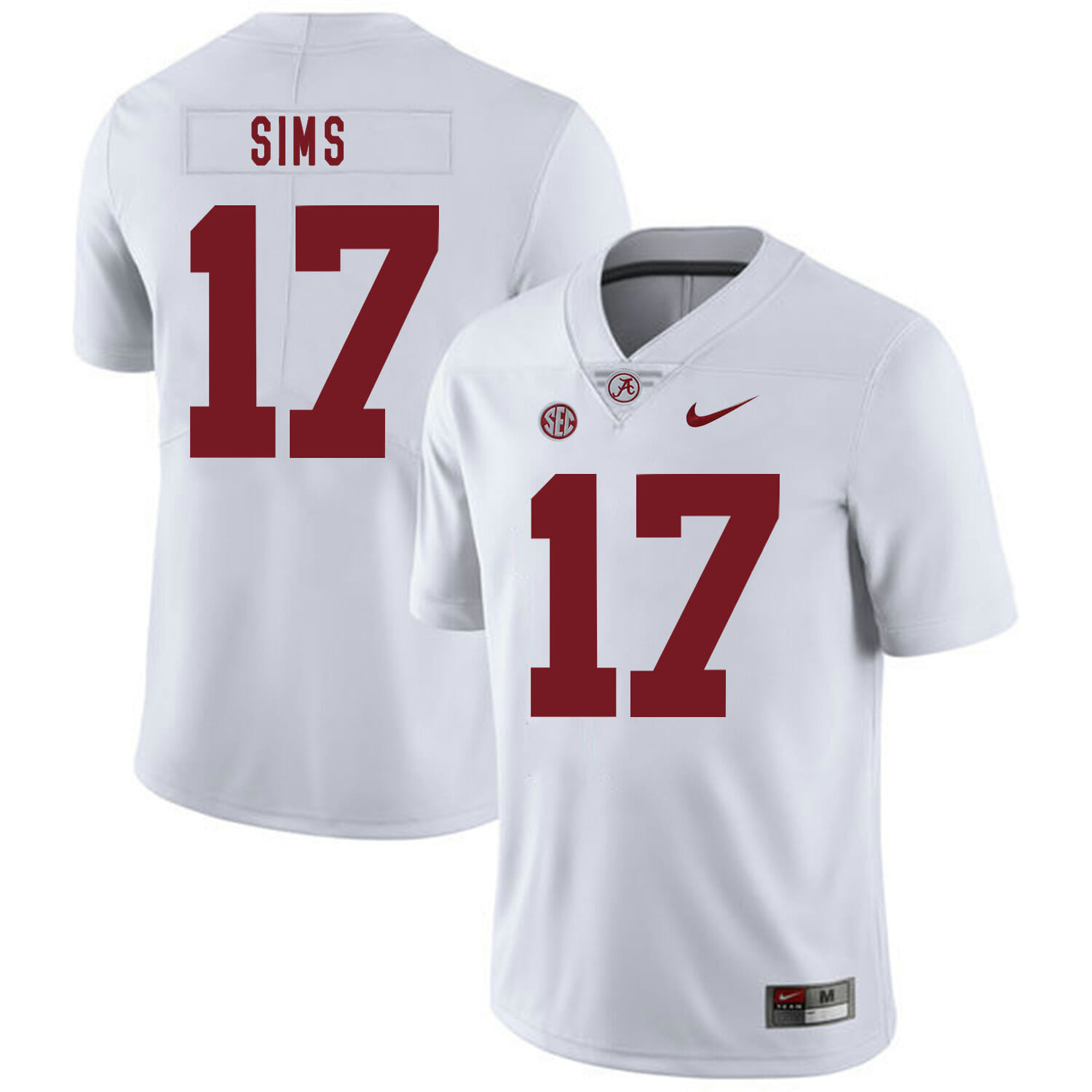Alabama Crimson Tide #17 Cam Sims College Football Jersey White 1 Alabama Crimson Tide #17 Cam Sims College Football Jersey White