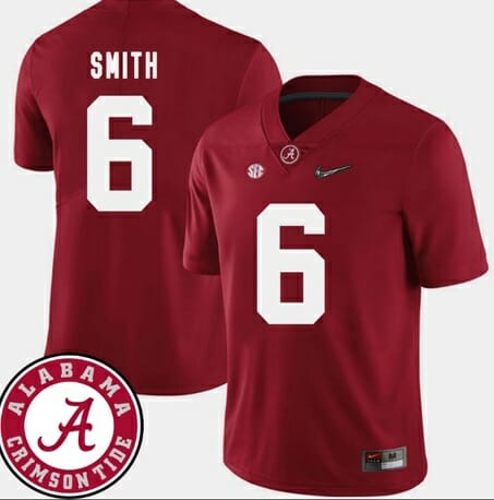 Alabama Crimson Tide #6 DeVonta Smith College Football Jersey Red 1 Alabama Crimson Tide #6 DeVonta Smith College Football Jersey Red