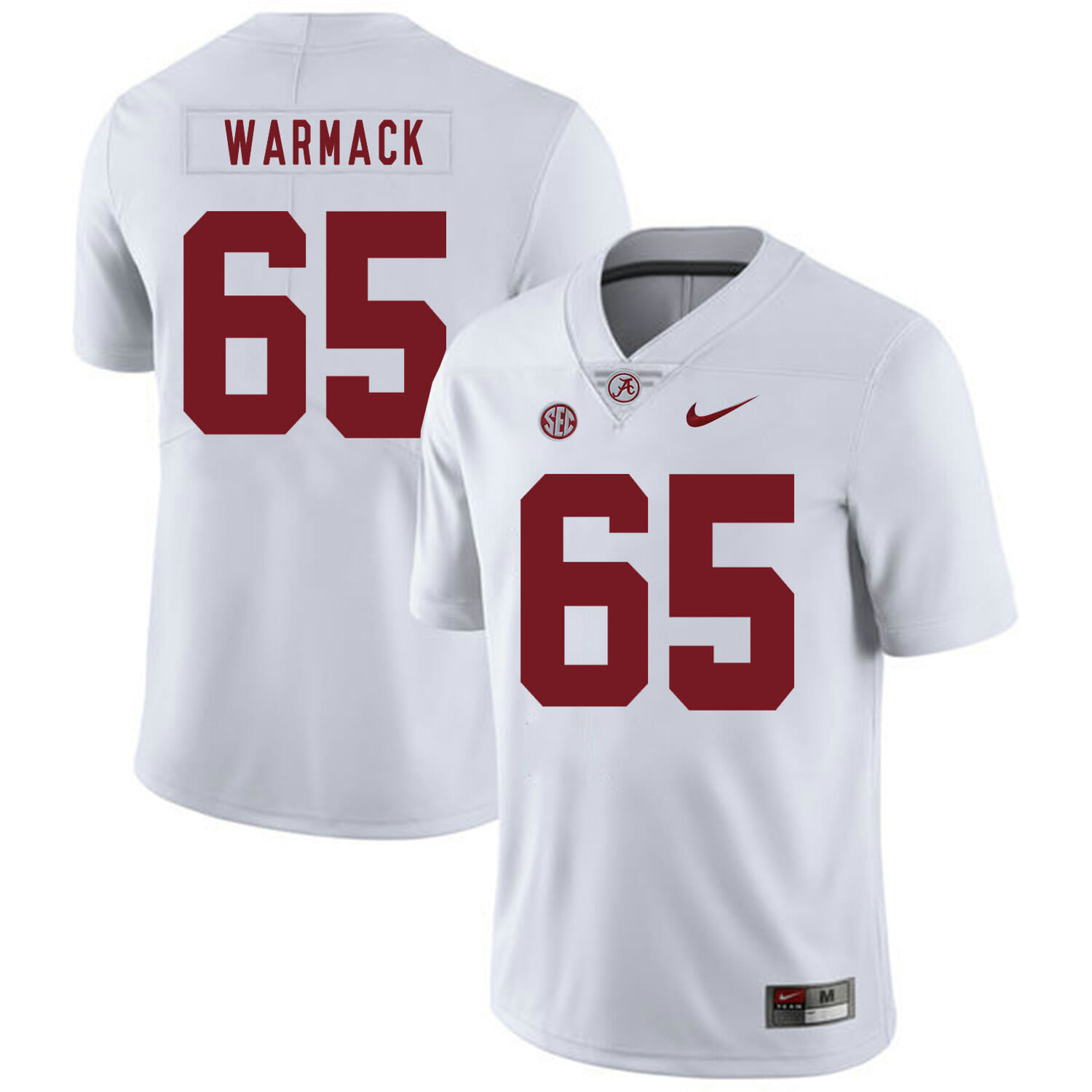 Alabama Crimson Tide #65 Chance Warmack College Football Jersey White 1 Alabama Crimson Tide #65 Chance Warmack College Football Jersey White