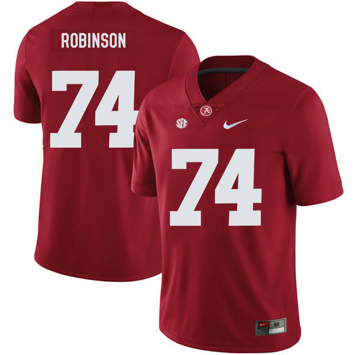 Alabama Crimson Tide #74 Cam Robinson College Football Jersey Red 1 Alabama Crimson Tide #74 Cam Robinson College Football Jersey Red