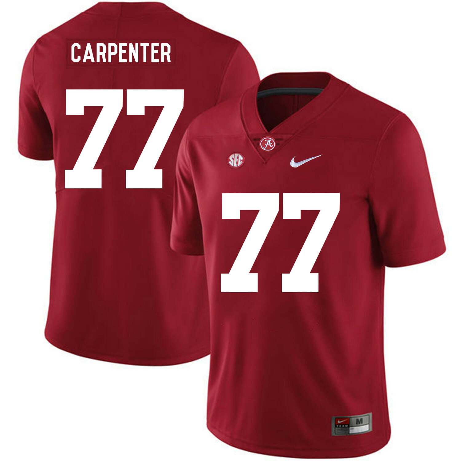 Alabama Crimson Tide #77 James Carpenter College Football Jersey Red 1 Alabama Crimson Tide #77 James Carpenter College Football Jersey Red