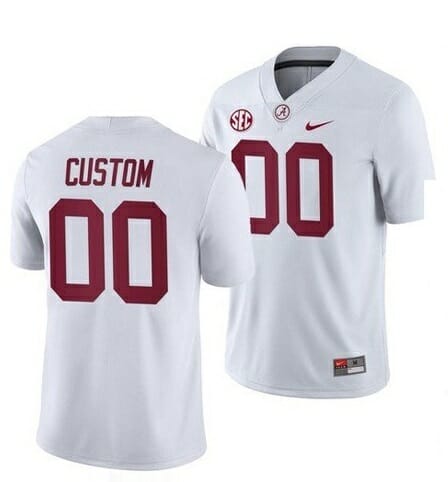 Alabama Crimson Tide Custom Jersey College Football White 1 Alabama Crimson Tide Custom Jersey College Football White