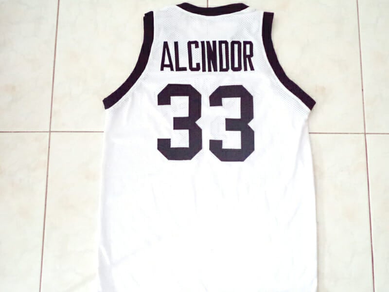 Alcindor #33 Power High School Abdul Jabbar Basketball Jersey White 1 Alcindor #33 Power High School Abdul Jabbar Basketball Jersey White