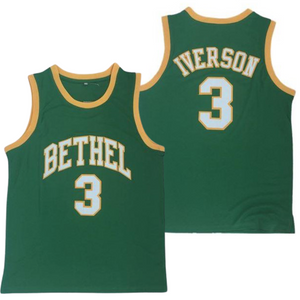 Allen Iverson #3 Bethel High School Green Basketball Jersey 1 Allen Iverson #3 Bethel High School Green Basketball Jersey