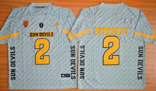 Arizona State Sun Devils #2 Mike Bercovici Football Jersey Grey