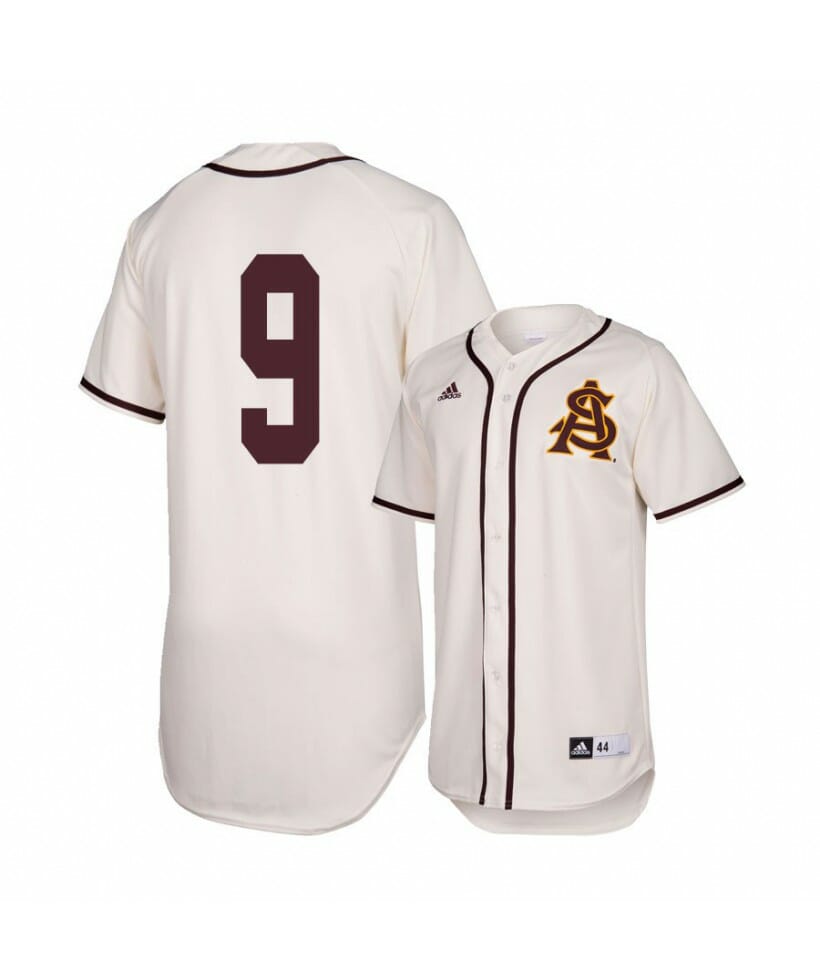 Arizona State Sun Devils 9 Sam Ferri White Baseball Jersey 1 Arizona State Sun Devils 9 Sam Ferri White Baseball Jersey
