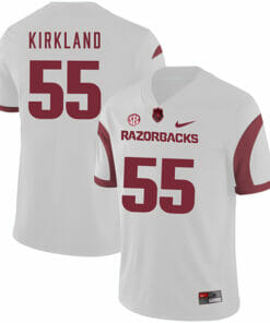 Arkansas Razorbacks #55 Denver Kirkland College Football Jersey White