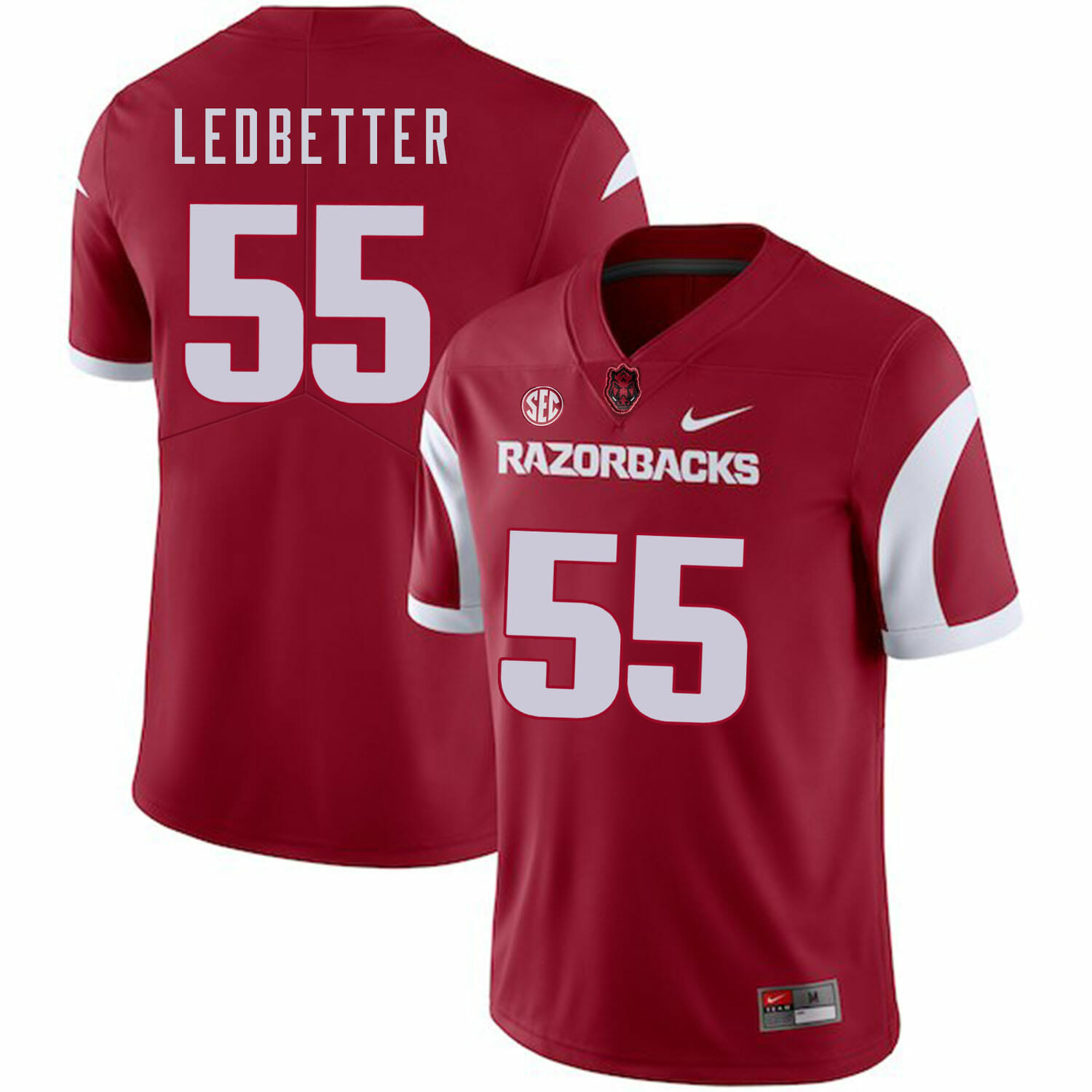Arkansas Razorbacks #55 Jeremiah Ledbetter College Football Jersey Red 1 Arkansas Razorbacks #55 Jeremiah Ledbetter College Football Jersey Red