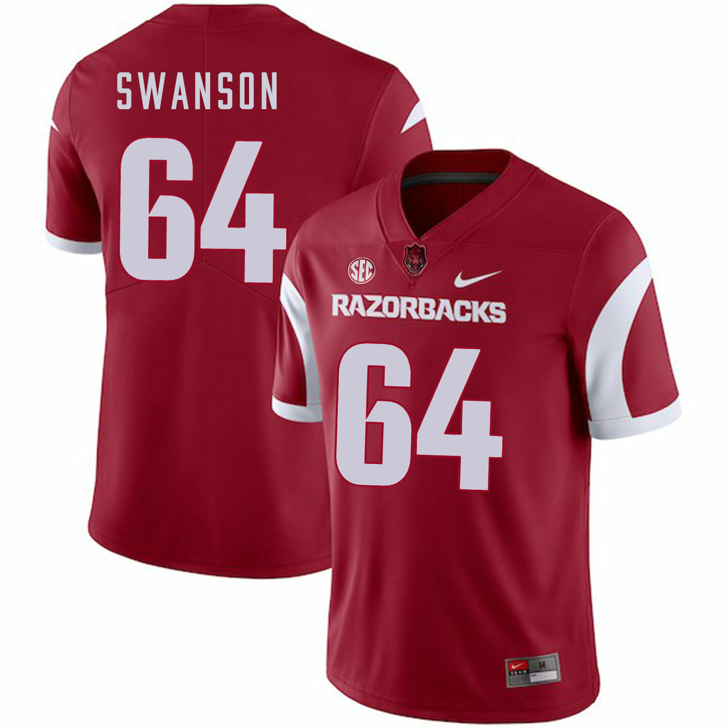 Arkansas Razorbacks #64 Travis Swanson College Football Jersey Red 1 Arkansas Razorbacks #64 Travis Swanson College Football Jersey Red