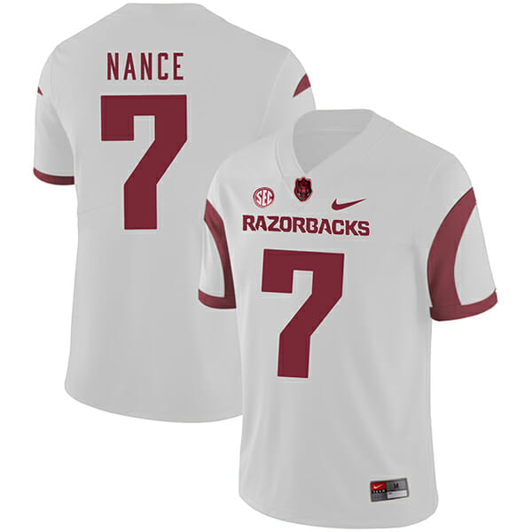 Arkansas Razorbacks #7 Jonathan Nance College Football Jersey White 1 Arkansas Razorbacks #7 Jonathan Nance College Football Jersey White