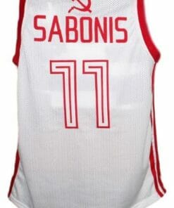 Arvydas Sabonis #11 CCCP Russia Basketball Jersey New Sewn White