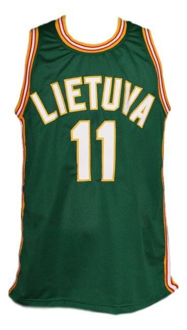 Arvydas Sabonis #11 Lietuva Custom Basketball Jersey New Sewn Green
