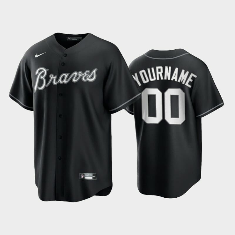 Atlanta Braves Custom Name and Number Baseball Jersey Replica Black 1 Atlanta Braves Custom Name and Number Baseball Jersey Replica Black