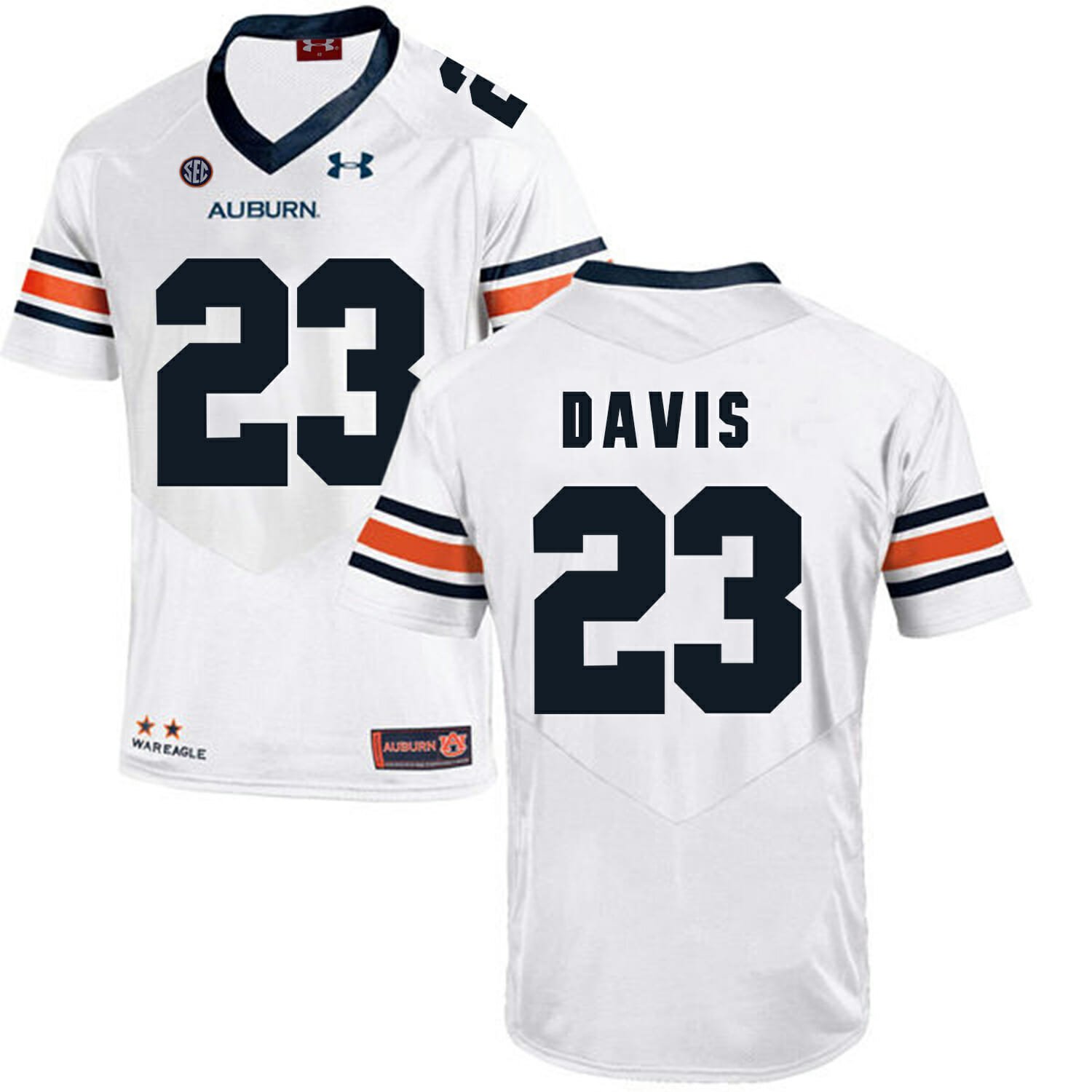 Auburn Tigers Under Armour #23 Ryan Davis Football Jersey White 1 Auburn Tigers Under Armour #23 Ryan Davis Football Jersey White