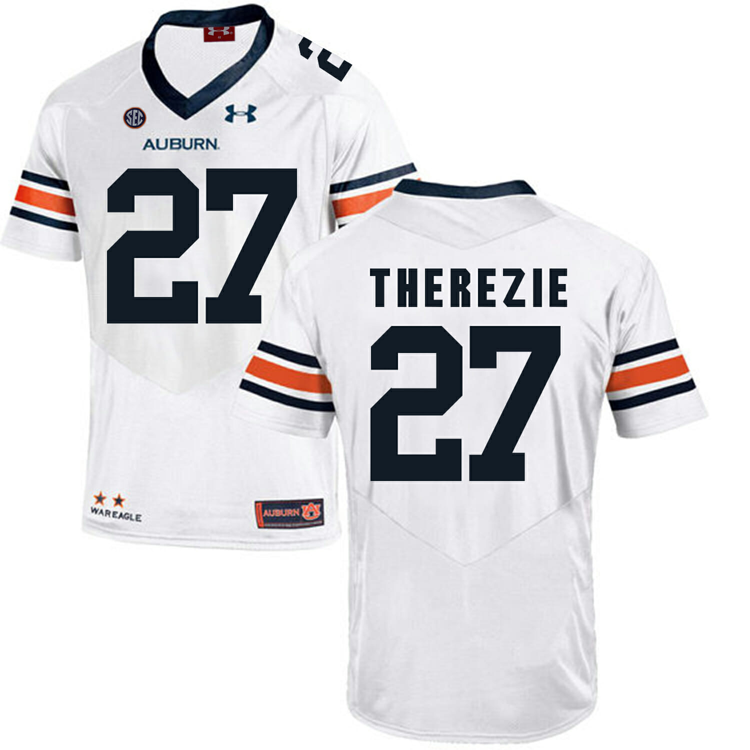 Auburn Tigers Under Armour #27 Robenson Therezie Football Jersey White 1 Auburn Tigers Under Armour #27 Robenson Therezie Football Jersey White