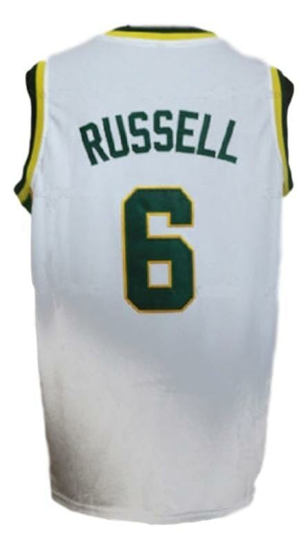 Bill Russell #6 College Basketball Jersey Sewn White 1 Bill Russell #6 College Basketball Jersey Sewn White