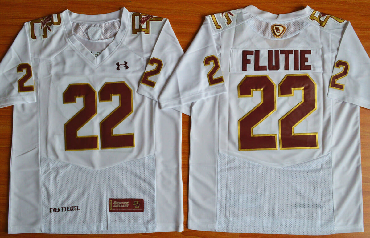 Boston College Eagles #22 Doug Flutie College Football Jersey White 1 Boston College Eagles #22 Doug Flutie College Football Jersey White