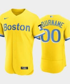 Boston Red Sox City Connect Custom Name Number Baseball Jersey Gold