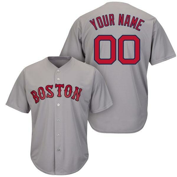 Boston Red Sox Customizable Baseball Jersey Grey 1 Boston Red Sox Customizable Baseball Jersey Grey