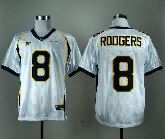California Golden Bears #8 Aaron Rodgers NCAA Football Jersey White 1 California Golden Bears #8 Aaron Rodgers NCAA Football Jersey White