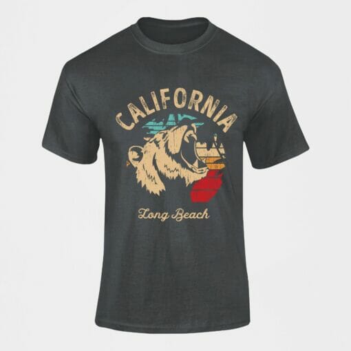 California Beach Bear Illustration T-Shirt