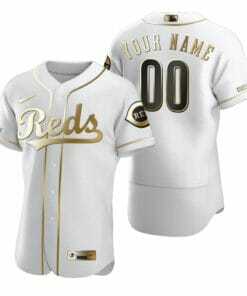 Cincinnati Reds Custom Name Number Baseball Jersey White Golden