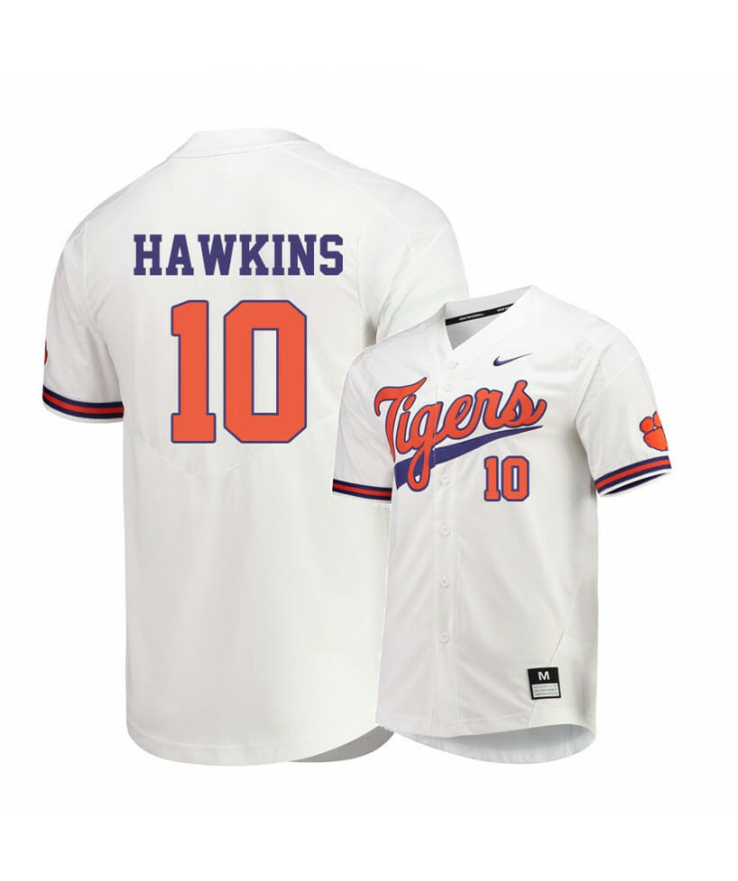 Clemson Tigers 10 Bryar Hawkins White Elite College Baseball Jersey 1 Clemson Tigers 10 Bryar Hawkins White Elite College Baseball Jersey