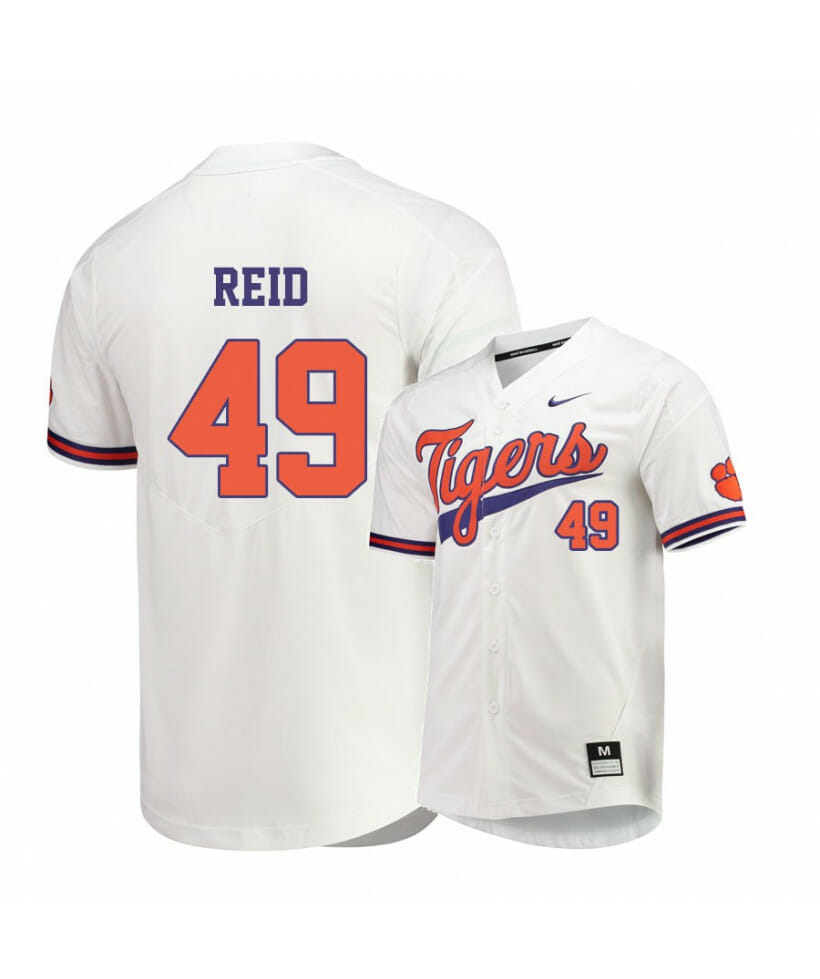 Clemson Tigers 49 Regan Reid White Elite College Baseball Jersey 1 Clemson Tigers 49 Regan Reid White Elite College Baseball Jersey