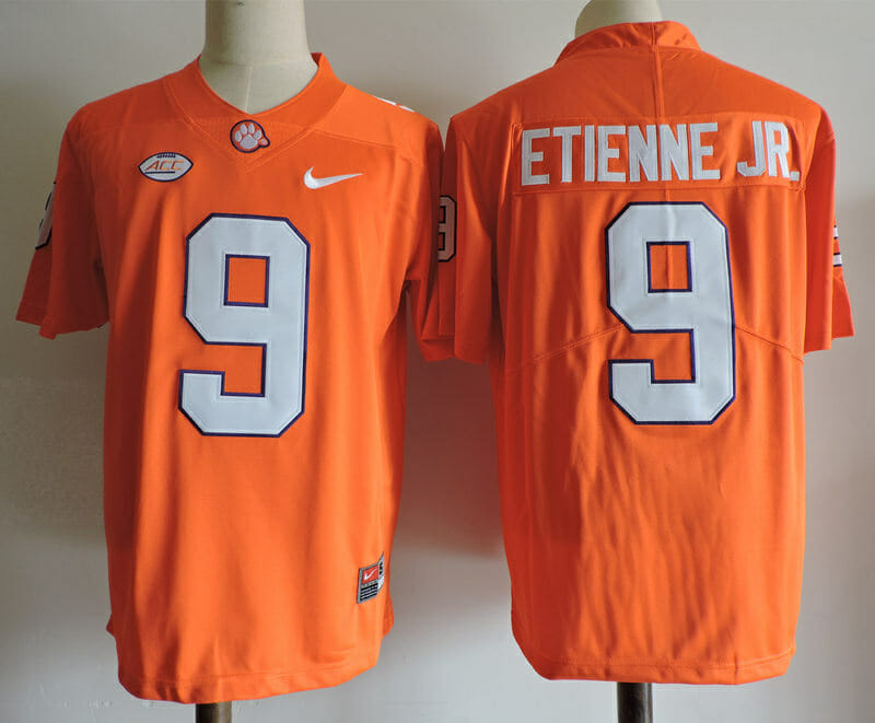 Clemson Tigers #9 Travis Etienne Jr College Football Jersey Orange 1 Clemson Tigers #9 Travis Etienne Jr College Football Jersey Orange