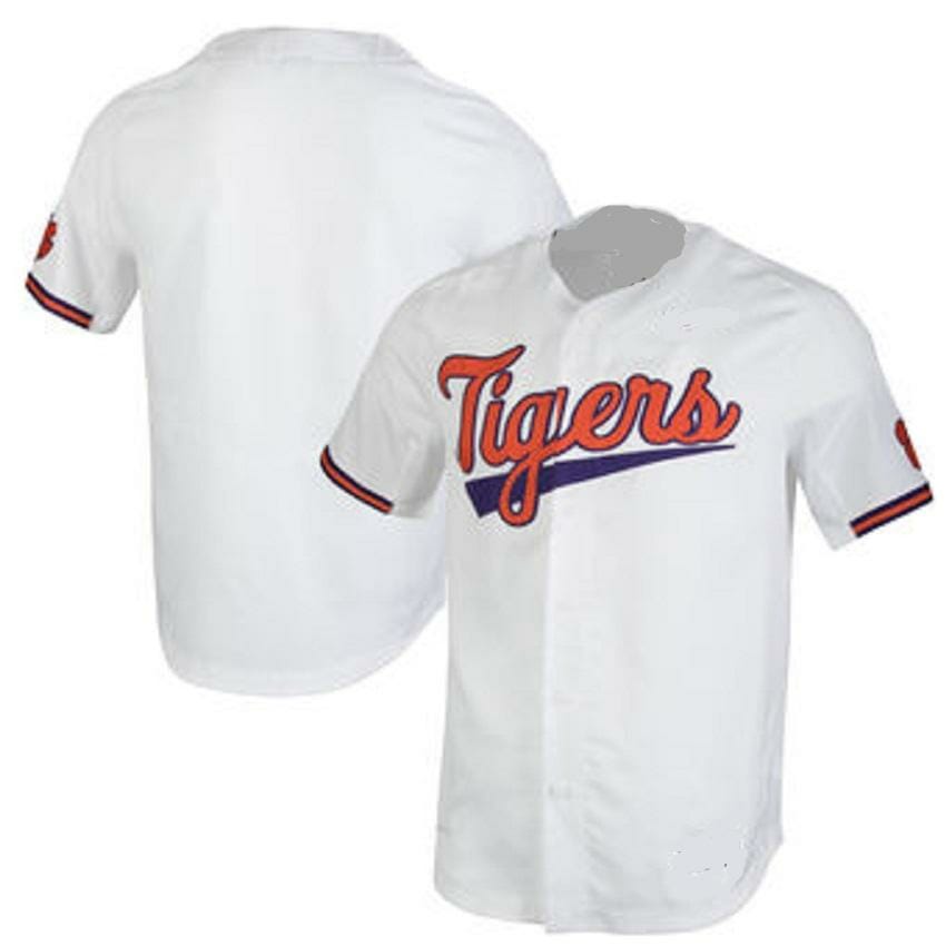 Clemson Tigers Custom Name and Number College Baseball Jersey White 1 Clemson Tigers Custom Name and Number College Baseball Jersey White