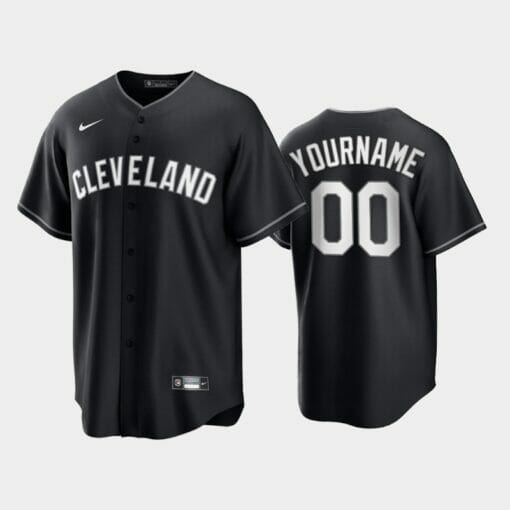 Cleveland Indians Custom Name Number Coolbase Baseball Jersey Black