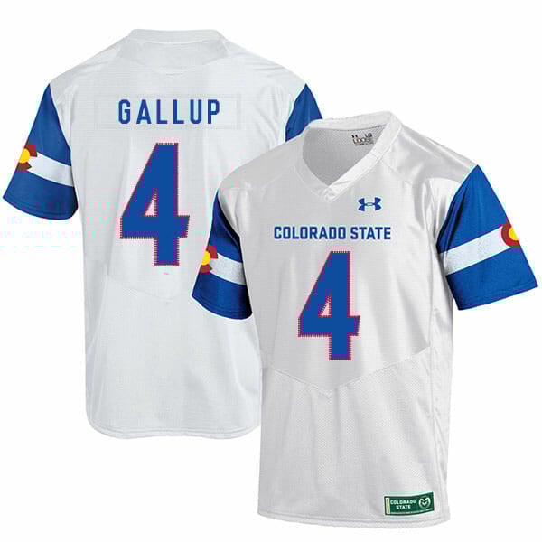 Colorado State Rams #4 Michael Gallup NCAA Football Jersey White 1 Colorado State Rams #4 Michael Gallup NCAA Football Jersey White