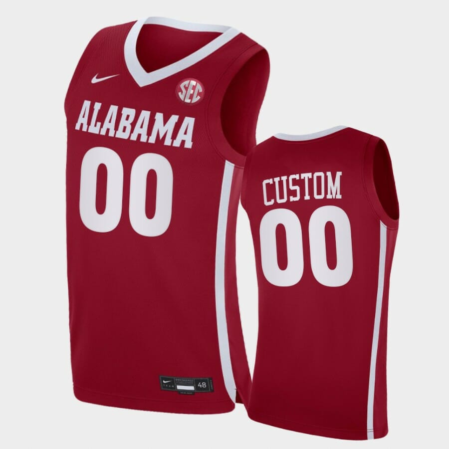 Custom Name Number Alabama Crimson Tide Crimson Replica College Basketball Jersey 1 Custom Name Number Alabama Crimson Tide Crimson Replica College Basketball Jersey
