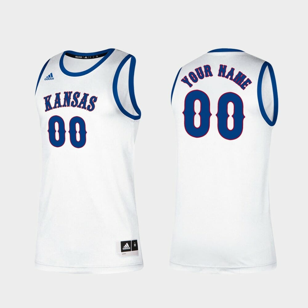 Custom Name Number Kansas Jayhawks White Classic College Basketball Jersey 1 Custom Name Number Kansas Jayhawks White Classic College Basketball Jersey
