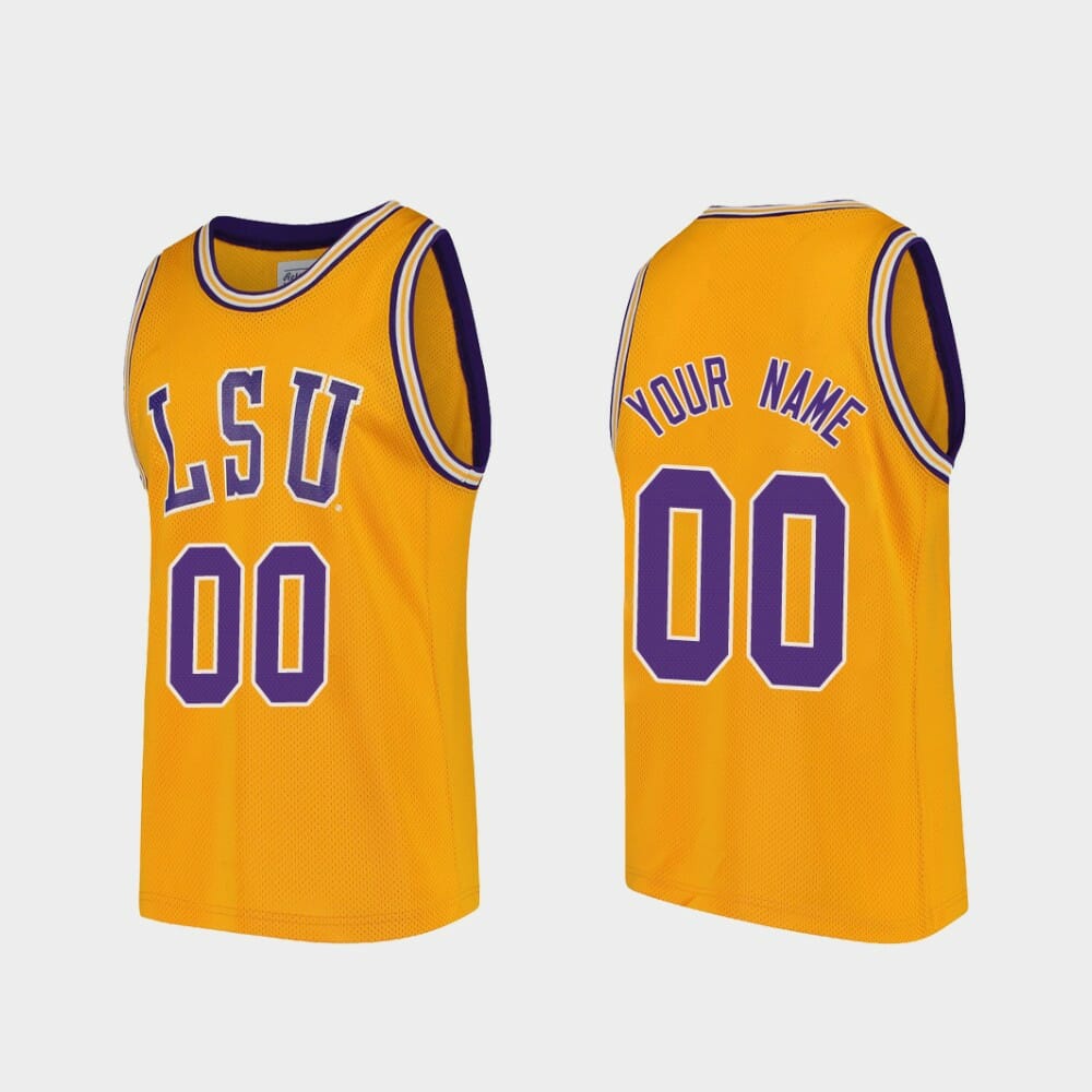 Custom Name Number Lsu Tigers Gold Replica College Basketball Jersey 1 Custom Name Number Lsu Tigers Gold Replica College Basketball Jersey