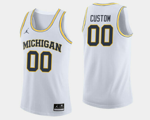 Custom Name Number Michigan Wolverines White College Basketball Jersey