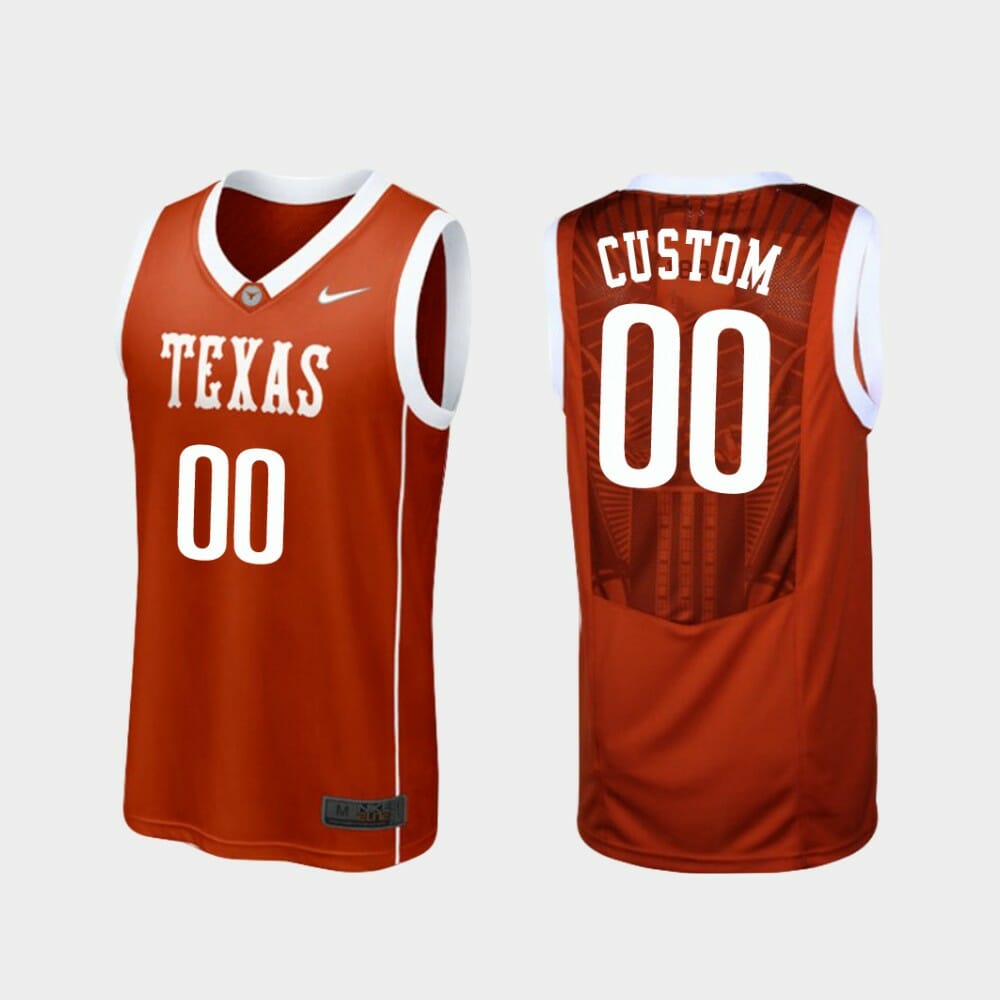 Custom Name Number Texas Longhorns Burnt Orange Replica College Basketball Jersey 1 Custom Name Number Texas Longhorns Burnt Orange Replica College Basketball Jersey