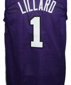 Damian Lillard #1 Custom College Basketball Jersey New Sewn Purple
