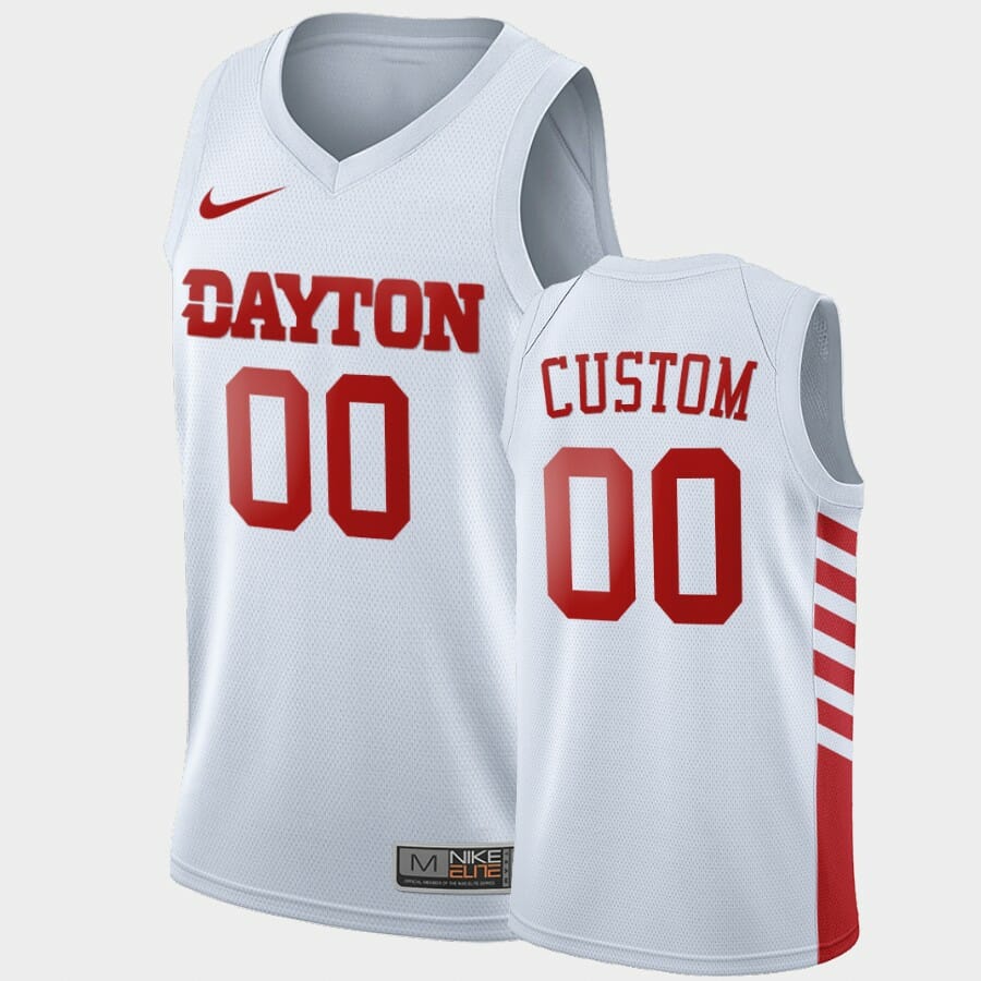 Dayton Flyers Custom Name Number White College Basketball Jersey 1 1 Dayton Flyers Custom Name Number White College Basketball Jersey 1