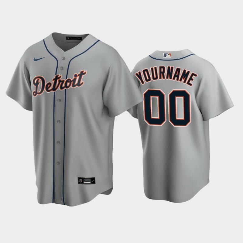 Detroit Tigers Custom Name Number Coolbase Baseball Jersey Gray 1 Detroit Tigers Custom Name Number Coolbase Baseball Jersey Gray