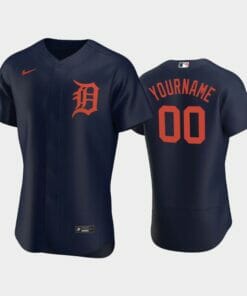 Detroit Tigers Home Custom Name Number Flexbase Baseball Jersey Navy
