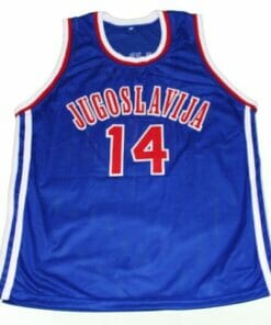 Dino Radja #14 Jugoslavija Yugoslavia Basketball Jersey Blue