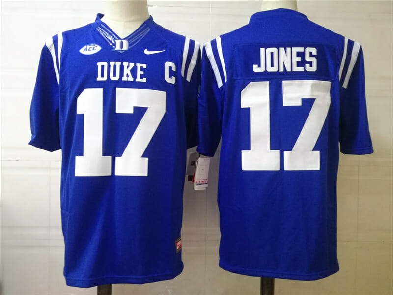Duke Blue Devils #17 JONES College Football Jersey Blue 1 Duke Blue Devils #17 JONES College Football Jersey Blue