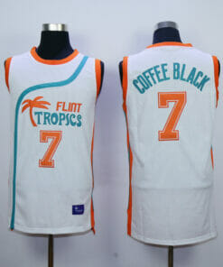 Flint Tropics #7 Coffee Black Basketball Jersey White