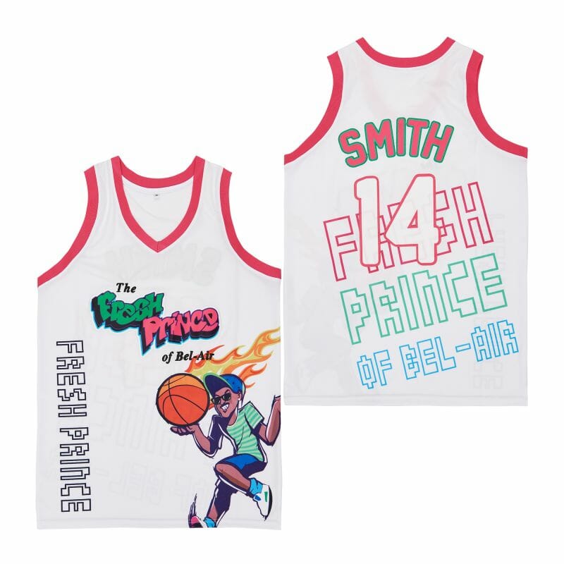 Fresh Prince #14 Smith Movie Basketball Jersey White 1 Fresh Prince #14 Smith Movie Basketball Jersey White