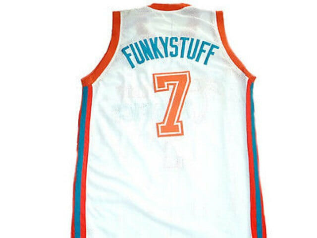 Funkystuff #7 Flint Tropics Semi Pro Basketball Jersey White 1 Funkystuff #7 Flint Tropics Semi Pro Basketball Jersey White