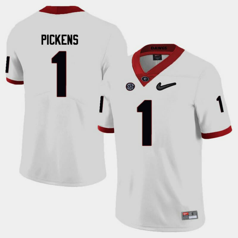 Georgia Bulldogs #1 George Pickens College Football Jersey White 1 Georgia Bulldogs #1 George Pickens College Football Jersey White