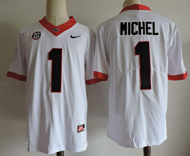 Georgia Bulldogs #1 Sony Michel College Football Jersey White 1 Georgia Bulldogs #1 Sony Michel College Football Jersey White